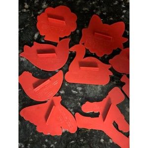 Vintage red plastic cookie cutter lot of 10